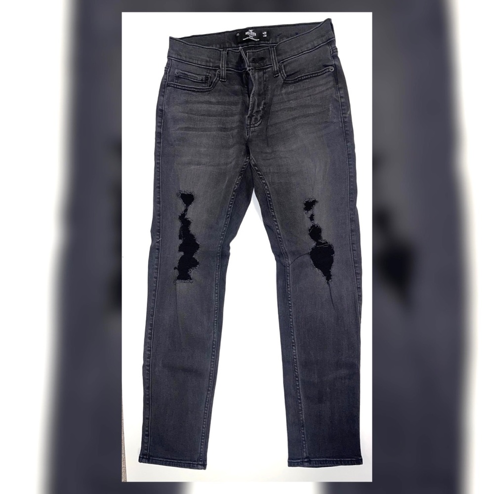 Black hollister ripped skinny jeans size 28